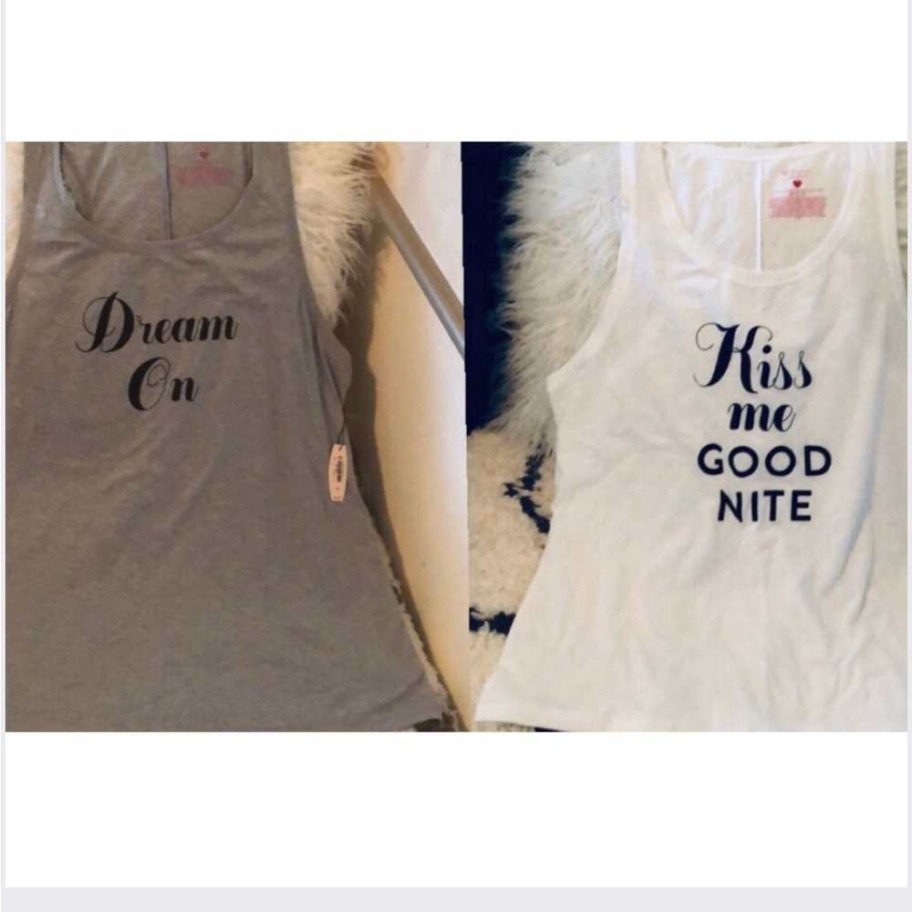 Victoria Secret Sleep 2 tanks size L white gray get both.New!